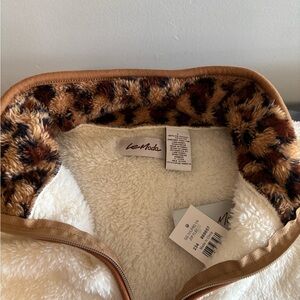 Le Moda White and Brown Fleece Jacket